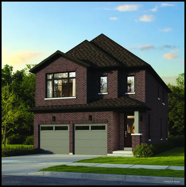 The Violet 32-01 detached home on a 32′ lot at North Hill by Solmar in Bolton, Elevation A, artist's concept
